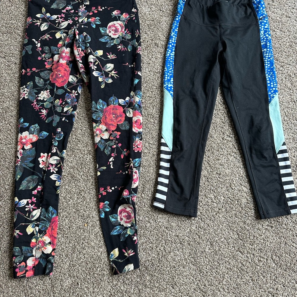 Floral and Striped Leggings Set